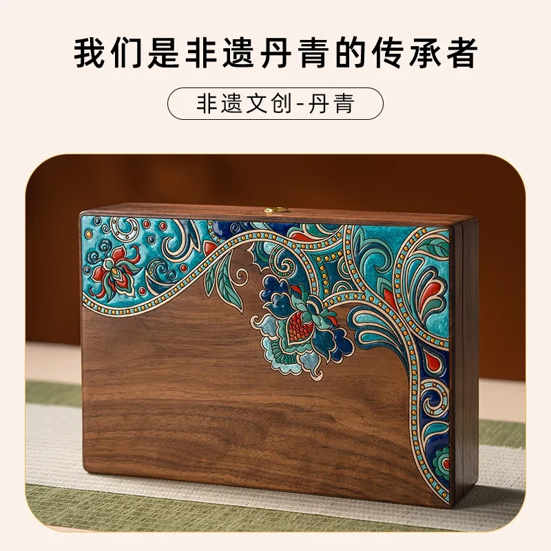 Walnut Jewelry Box Wedding Gift Hardware Bracelet Chinese Premium Wedding Solid Wood Storage Box with Lock Wood