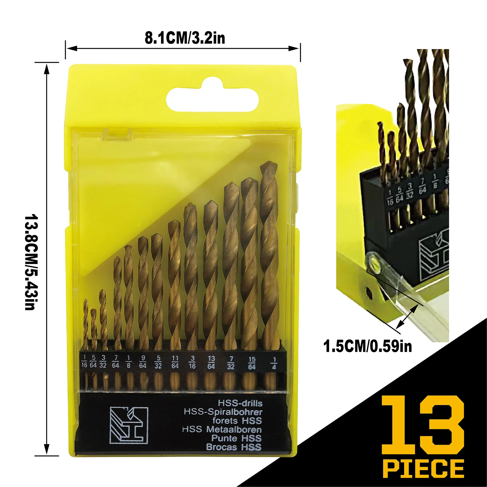 

Metric Drill Bits Set13PCS (3/16”-1/2”) Tip Work for Glass Metal Tile Concrete Professional Masonry Drill Bits Tungsten Carbid