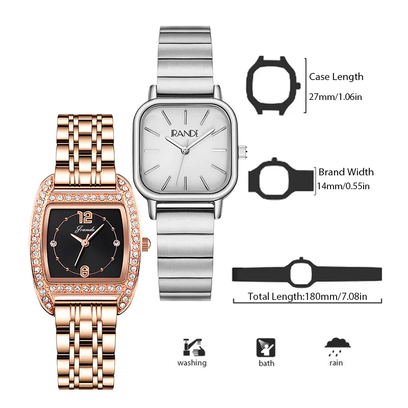 Reloj de lujo de acero inoxidable para mujer, relojes de mano resistentes al agua con diamantes dorados, relojes de pulsera de marca originales a la moda para mujer, plateados