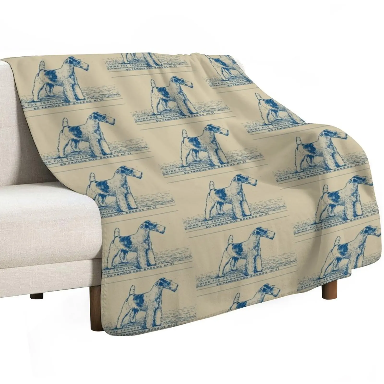Wire Fox Terrier Vintage Art Dog Vintage Poster Art Throw Blanket Large Plush Weighted Blankets