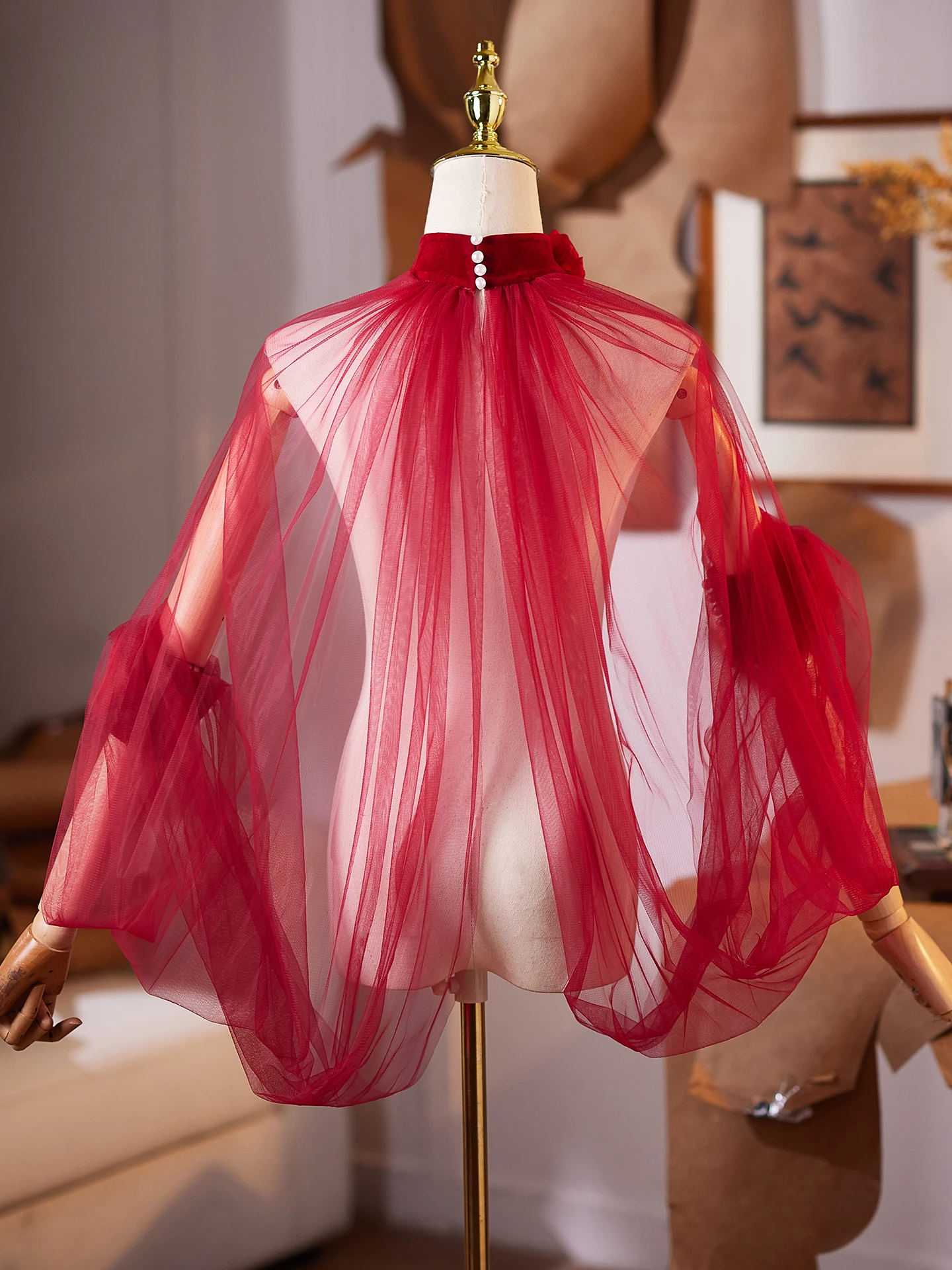 red-handmade-diy-evening-gown-awl-ow-performance-accories-host-photo-oot-net-fairy-hanging-ne-props