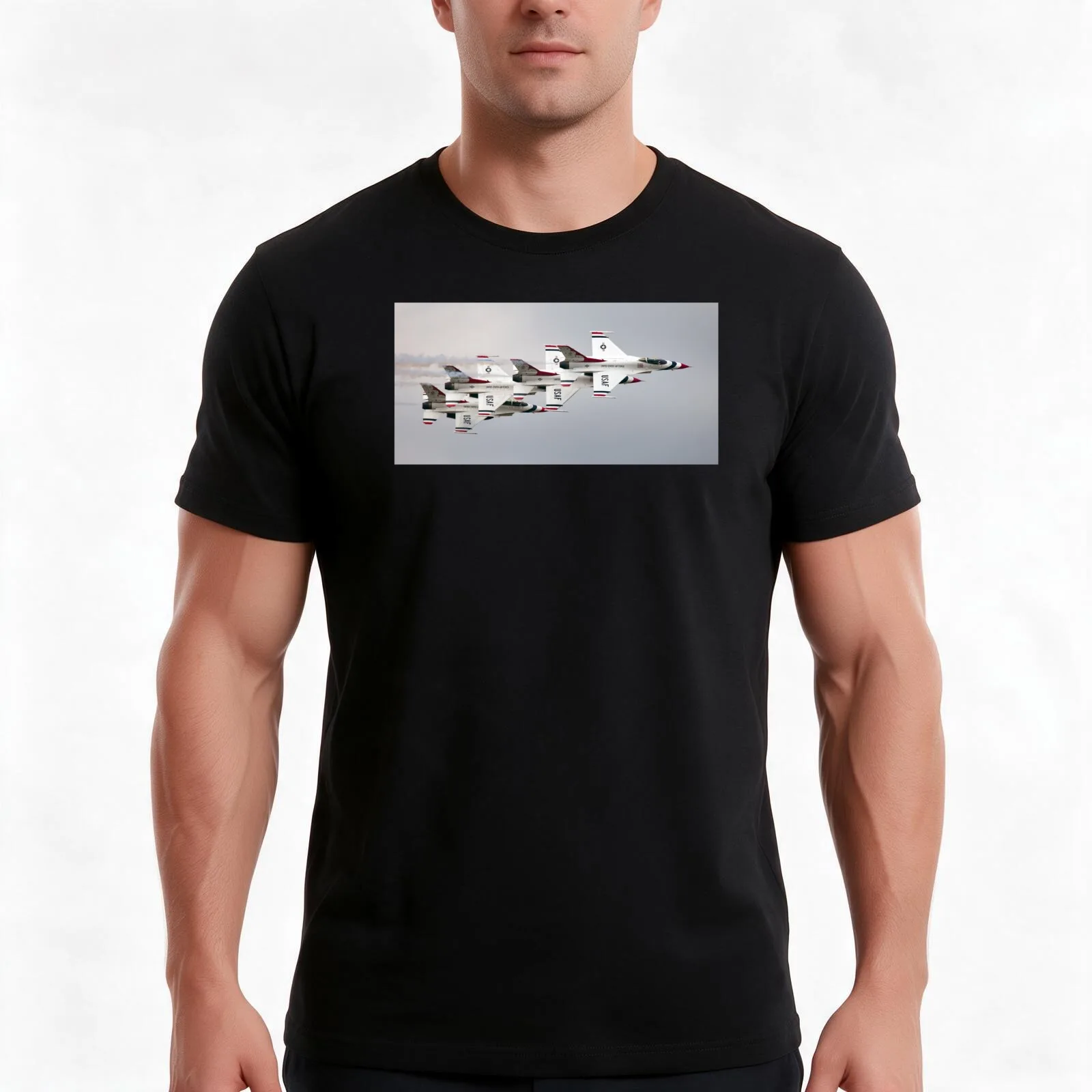 USAF Thunderbirds T-Shirt, Summer Casual Cotton Tee, Oversized Streetwear Tops, Vintage Graphic Print, Loose Fit Short Sleeve