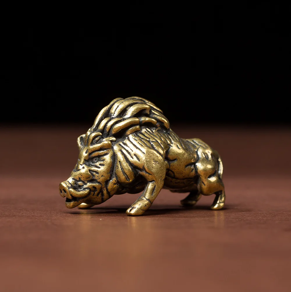 1/2pcs new trend creative retro old handicrafts pure copper little wild boar brass ornament copper carving tea pet
