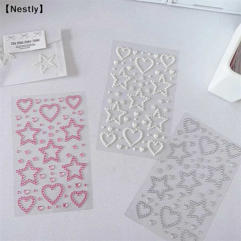 3D Star Heart Crystal Stickers Kids DIY Decoration Self Adhesive Jewelry Crafts Sparkly Rhinestone Stickers Girls Gifts〔Nest〕