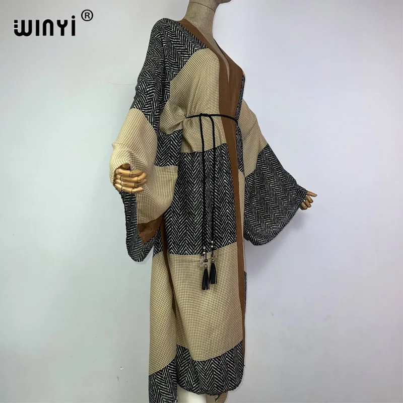 WINYI kimono europa nadruk Retro boho kaftany dla kobiety elegancki kardigan seksowna wakacyjna sukienka maxi plaża strój kąpielowy wieczorowa