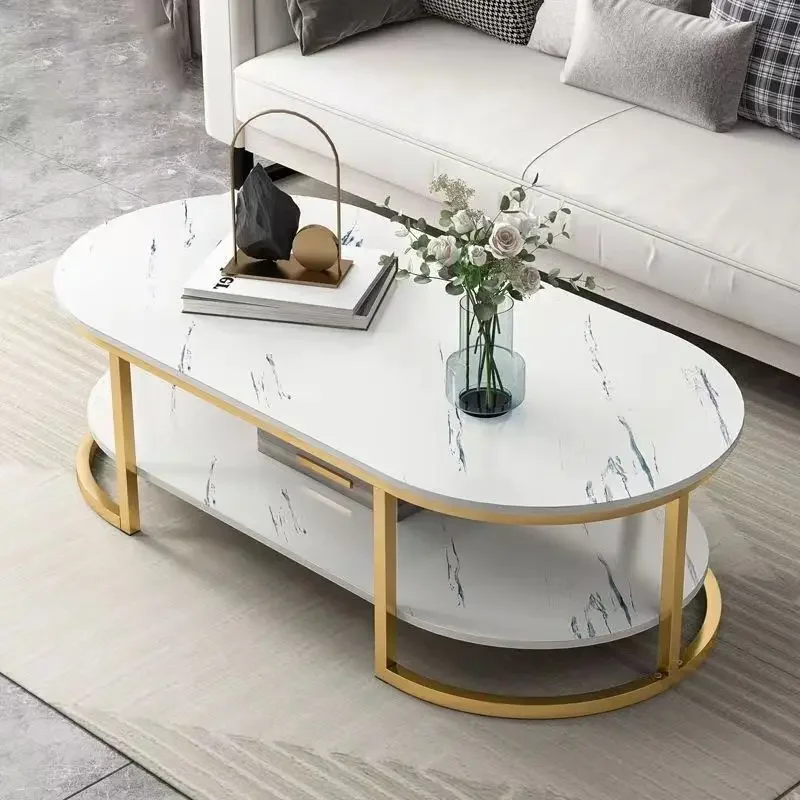 Imitation marble coffee table simple living room small apartment household small round table