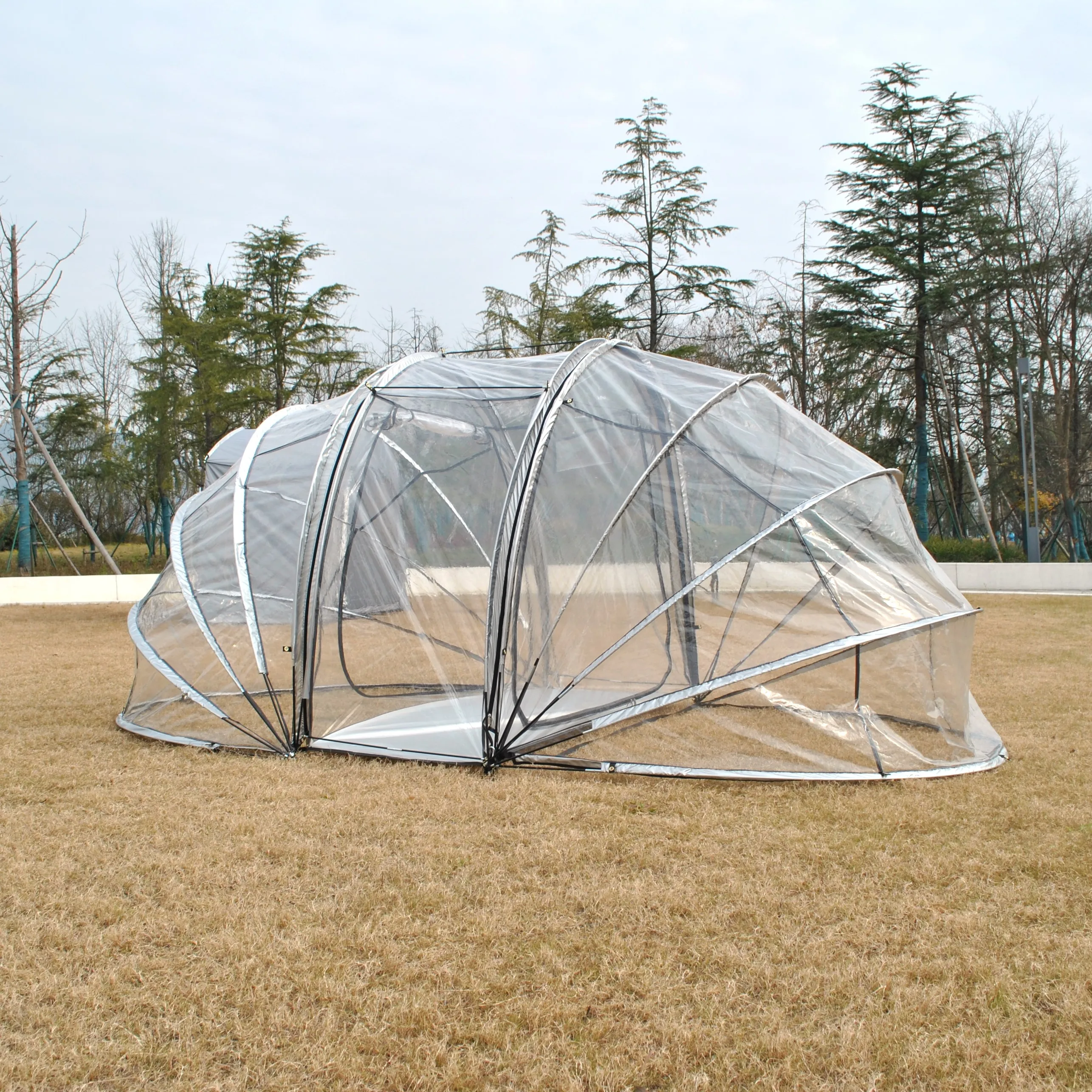 

Transparent PVC Sunbathing Tent-Waterproof Transparent Bubble Tent for Outdoor, Backyard or Poolside, Family Gathering Shelter
