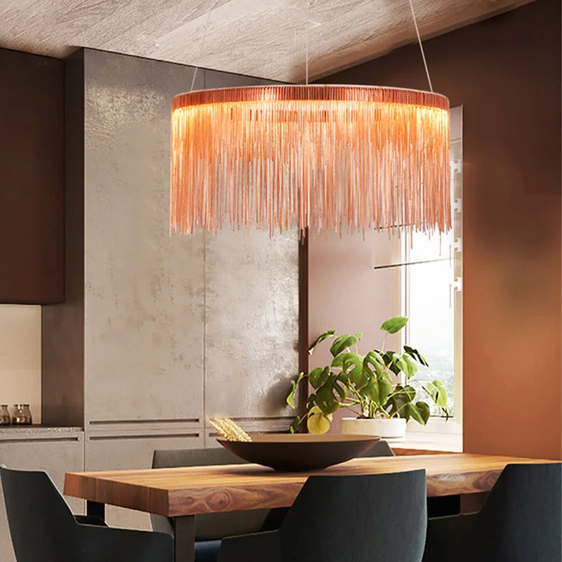 Imagem -03 - Ferro Cadeia Led Lustres com Modern Tassel Lâmpada Iluminação Pendente Sala de Estar Sala de Jantar Decoração do Quarto