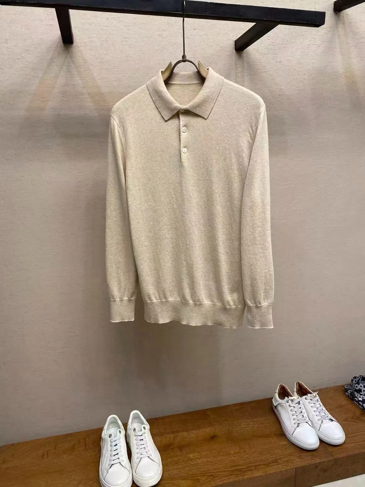 

BC cotton-blend knitted long-sleeved polo shirt