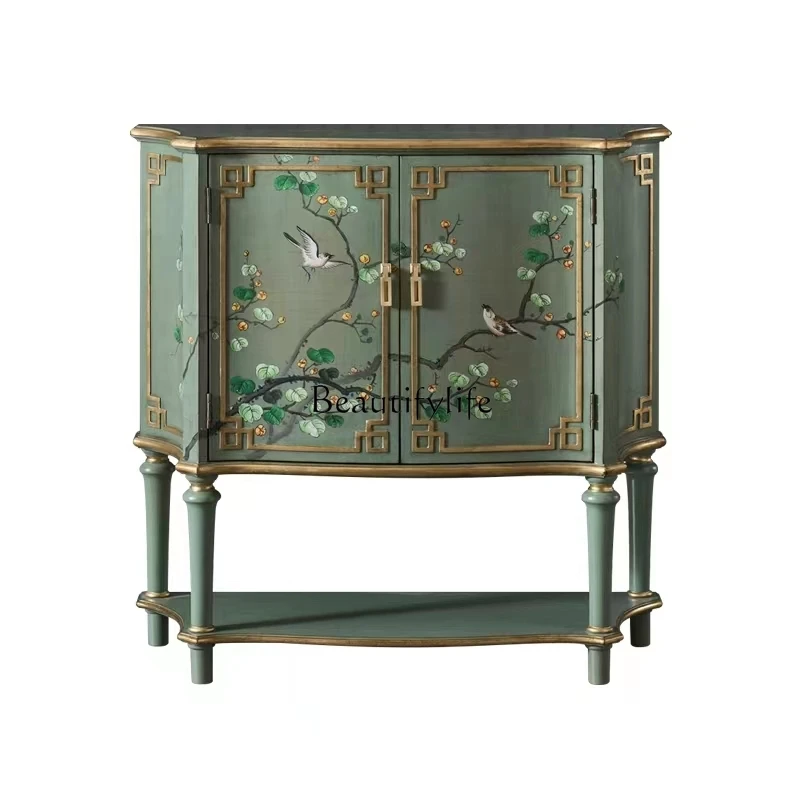 

American retro old painted dining corner cabinet neoclassical living room storage European decorative cabinet