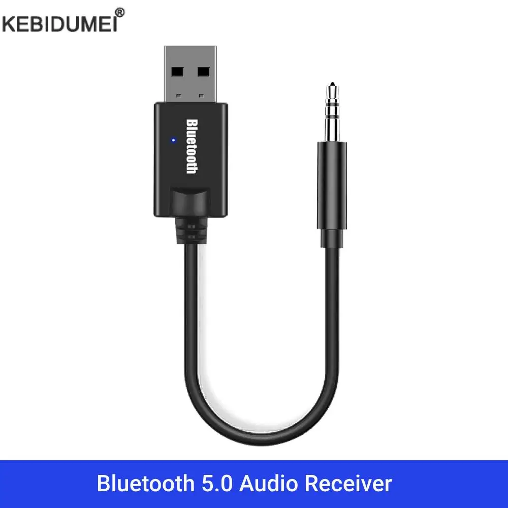 Bluetooth 5.0 Audio Receiver Car Kit 3.5MM 3.5 Jack AUX Auto Stereo Music USB Dongle Wireless Adapter for Car Speaker Amplifier
