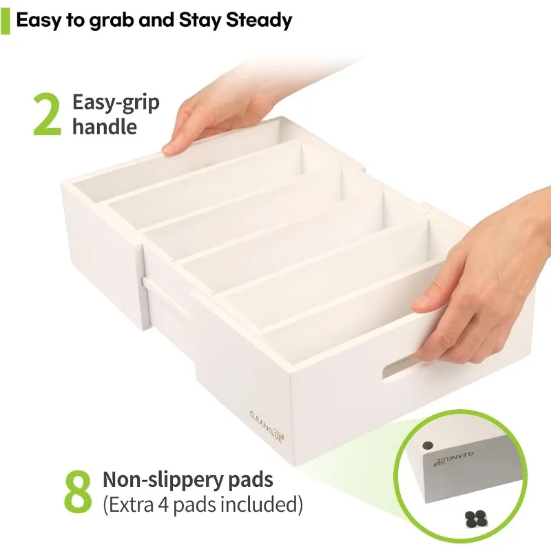 ออแกไนเซอร์ตู้ครัวแบบขยายได้สําหรับฝาปิดภาชนะเก็บอาหาร, ไม้ไผ่ลิ้นชักแคดดี้แบ่งปรับได้