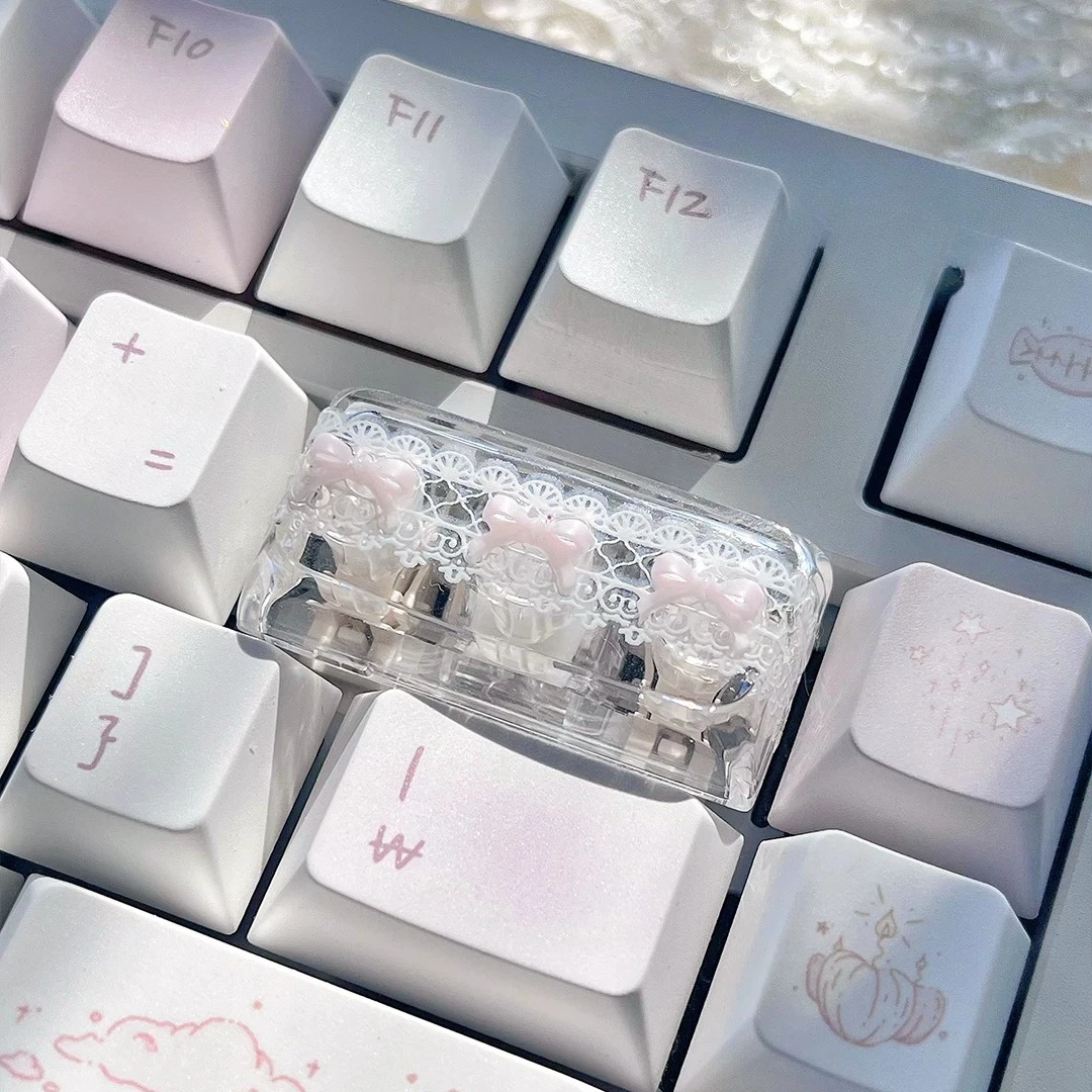 Lace Bow Themed Keycaps Set Resin XDA Profile MX Switch Custom Original Handmade for Mechanical Magnetic Switch Keyboards DIY