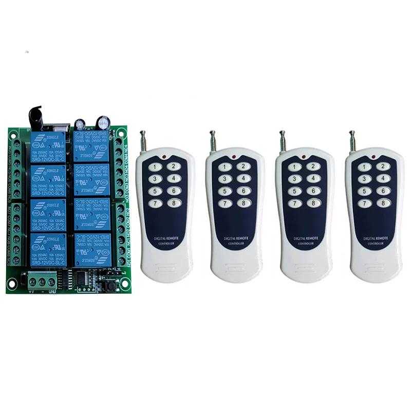 DC 12V 24V 8CH 8 CH Channel Wireless Remote Control LED Light Switch 10A Relay Output Radio RF Transmitter And 433 MHz Receiver