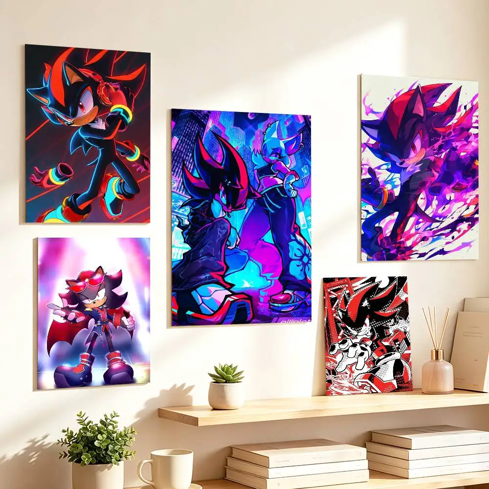 Black Red S-Shadow-w the Hedgehog Poster HD Self Adhesive Waterproof Wall Art Ideal for Home Office Dorm Gift