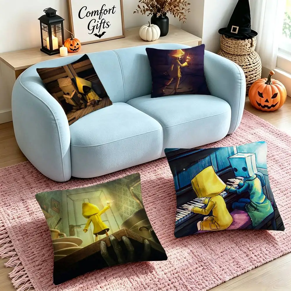Game L-Little N-Nightmares Pillow Case Square Double-Sided Sofa Cushion Cover Bedroom Bedside Pillow