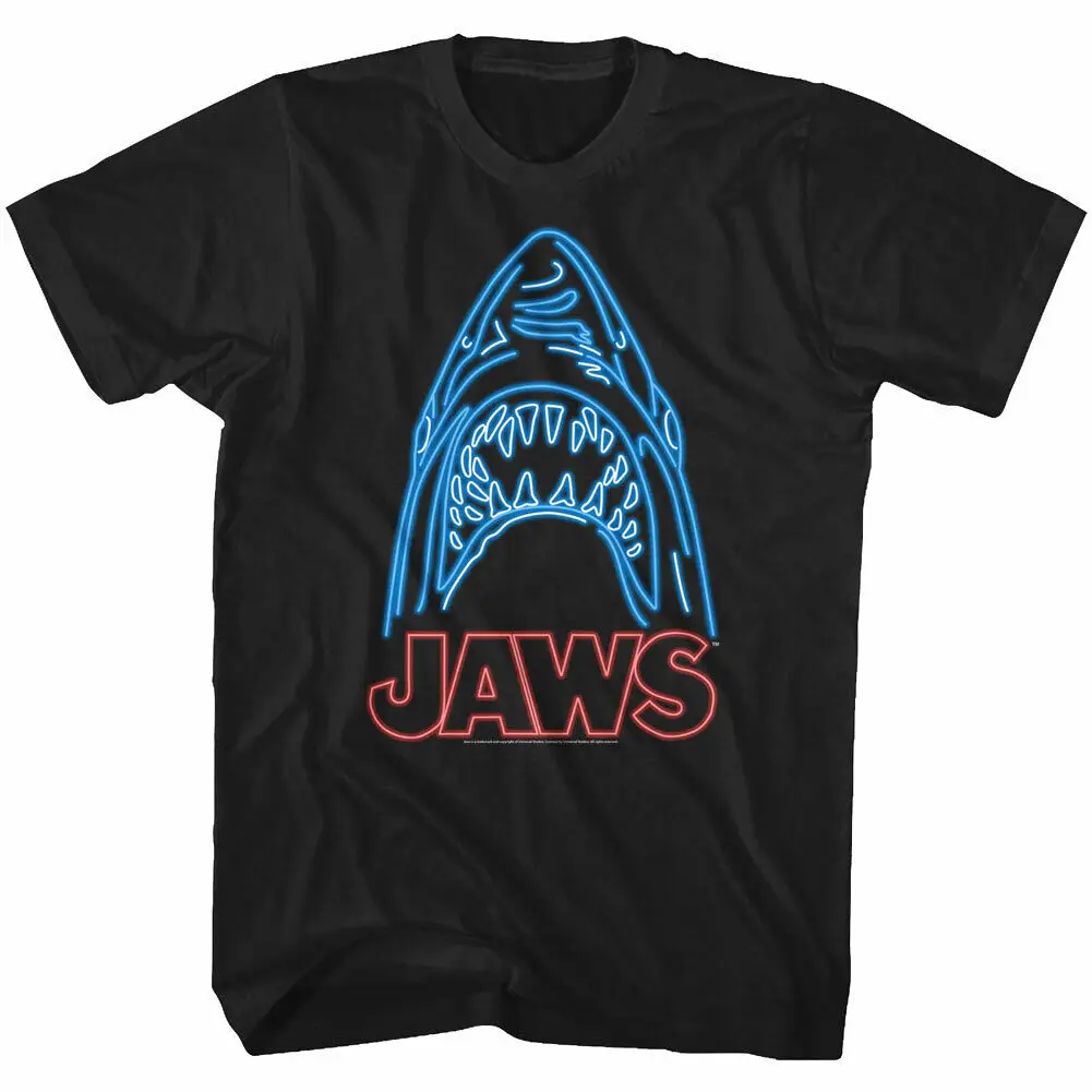 Jaws Men'S T Shirt Neon Shark Attack Bite Movie Do Not Swim Ocean Fishing