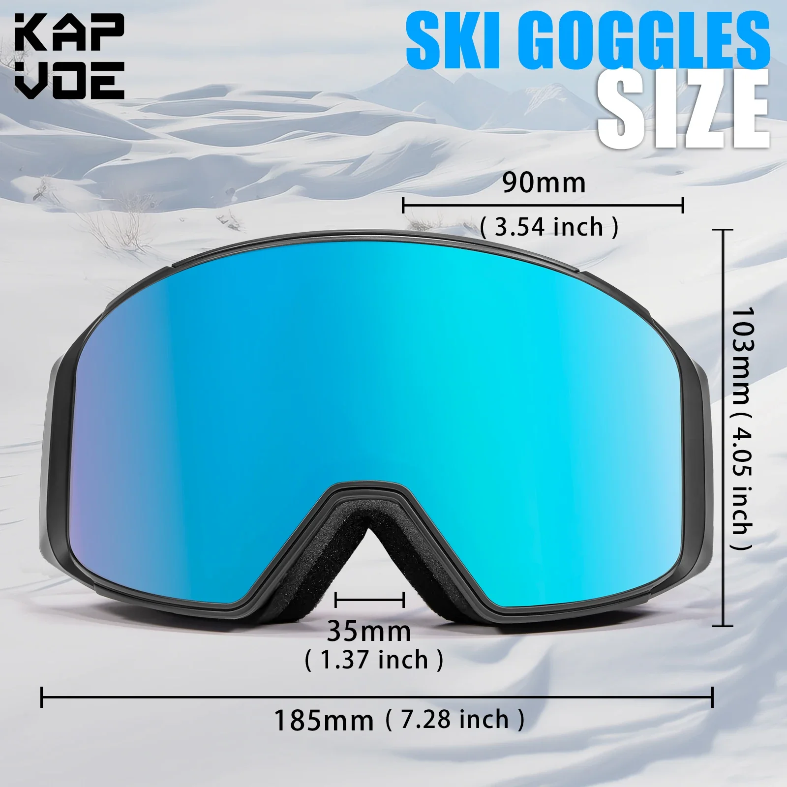 Kapvoe Photochromic UV400 Protection Ski Goggles Sports Mask for Men Women Winter Anti-Fog Snowboarding Goggle Skiing Glasses