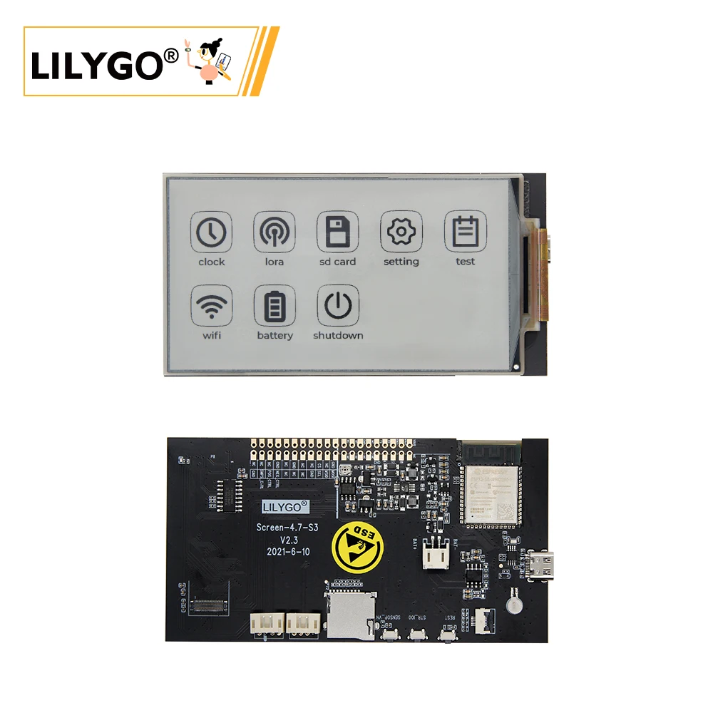 LILYGO® T5 4.7 Inch E-paper V2.3 ESP32-S3 Carte de pilote de développement T5 4.7 pouces e-papier V2.3 ESP32-S3, Module d'affichage Compatible avec Arduino Raspberry Pi