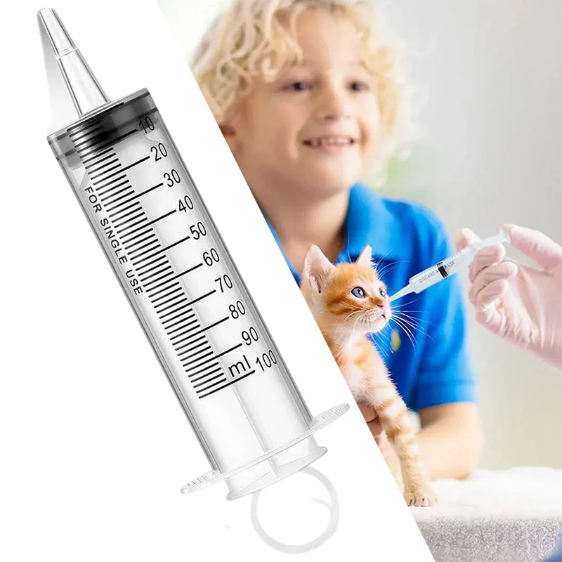 100ml Large Syringe Syringe Feeding Reusable Hydroponic Nutrition Measuring Syringe Tool Pet Feeding Accessories Pump Oil 1pc