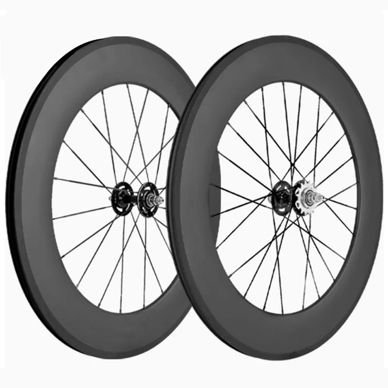 

700c Track Bike Carbon Wheels Customized 88mm 100mm Height 25mm 28mm Width Clincher Tubeless Ready Fixed Gear Wheelset