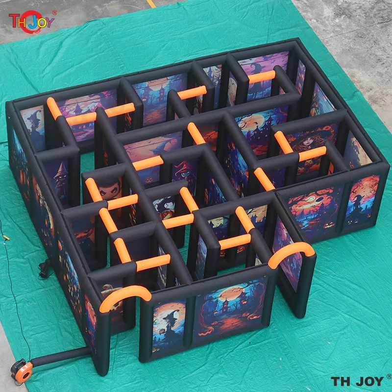 

Надувной Рождественский лабиринт L-образной формы, 6 х6 м, полный принт, Хэллоуин, лабиринт, дом с привидениями, распродажа