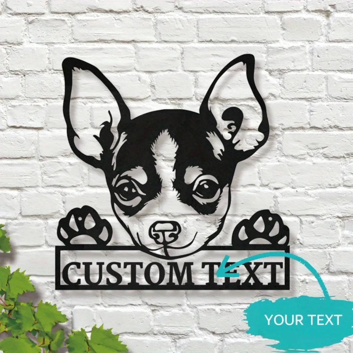 Пользовательские металлические настенные рисунки чихуахуа |   Персонализированный знак имени |   Подарок и домашний декор для любителей собак