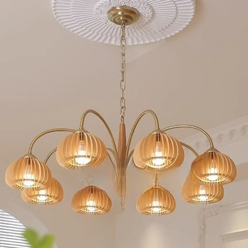 

B & B retro full spectrum medieval pumpkin chandelier living room main lamp dining room bedroom Japanese log wind new lamp