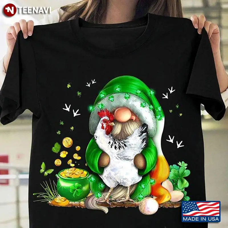 

A Gnome Hugs A Chicken St Patricks Day T shirt