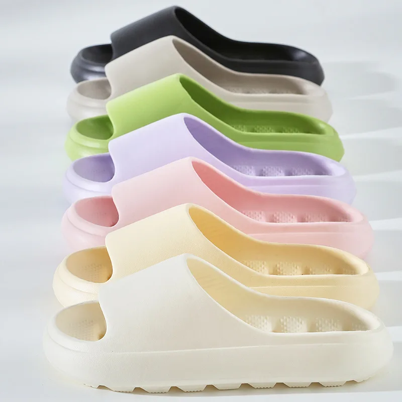Unisex EVA Slides Summer Quick Drain Sandals Thick Sole Hollow Design Bathroom Outdoor Slippers