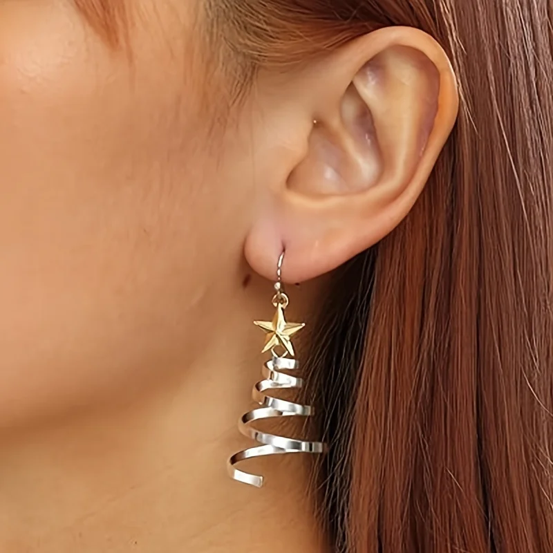 Christmas Series Rotating Star Pendant Earrings - Simple Advanced Design Women's Creative Personalized Gift for Girls