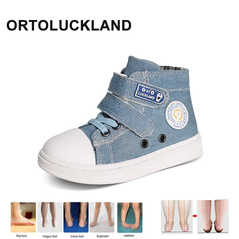 

Ortoluckland/Детские кроссовки для девочек и мальчиков, парусиновая школьная обувь, детская ортопедическая спортивная джинсовая обувь для детей от 4 до 12 лет