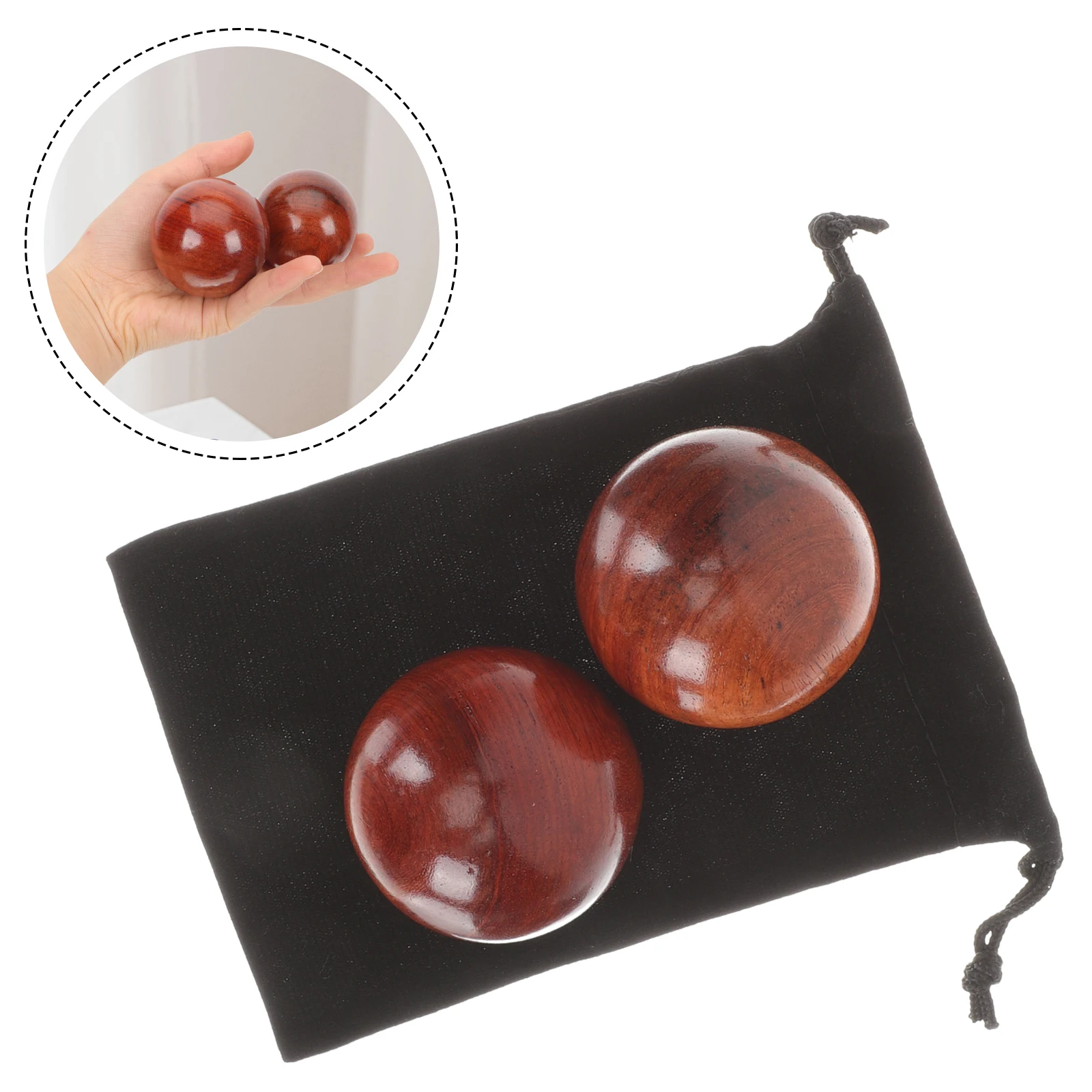 

2pcs Wooden Massage Balls Exercise Balls Palm Hand Massager Smooth Rolling Fitness Handballs For Hand Therapy Stress Relief
