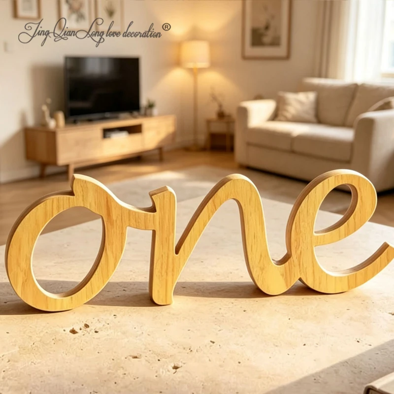 Custom Wooden Number Sign 'One' Personalized Party Photo Prop Customizable Wood Number Sign Unique Party Accessory