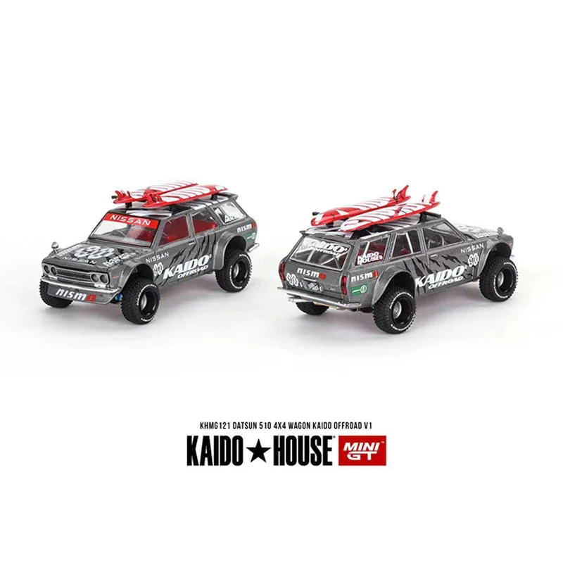 Kaido House + MINIGT 1:64 Model Car Datsun 510 Wagon 4x4 Offroad Alloy Die-Cast Open Hood Vehicle #KHMG121