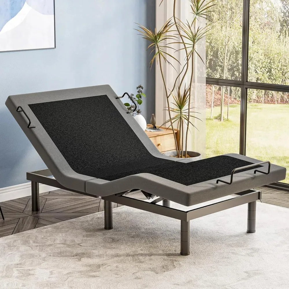 Twin XL Adjustable Bed Frame with Adjustable Legs, Electric Bed Base Frame with Wireless Remote, 3 Retainer Bars, Zero Gravity