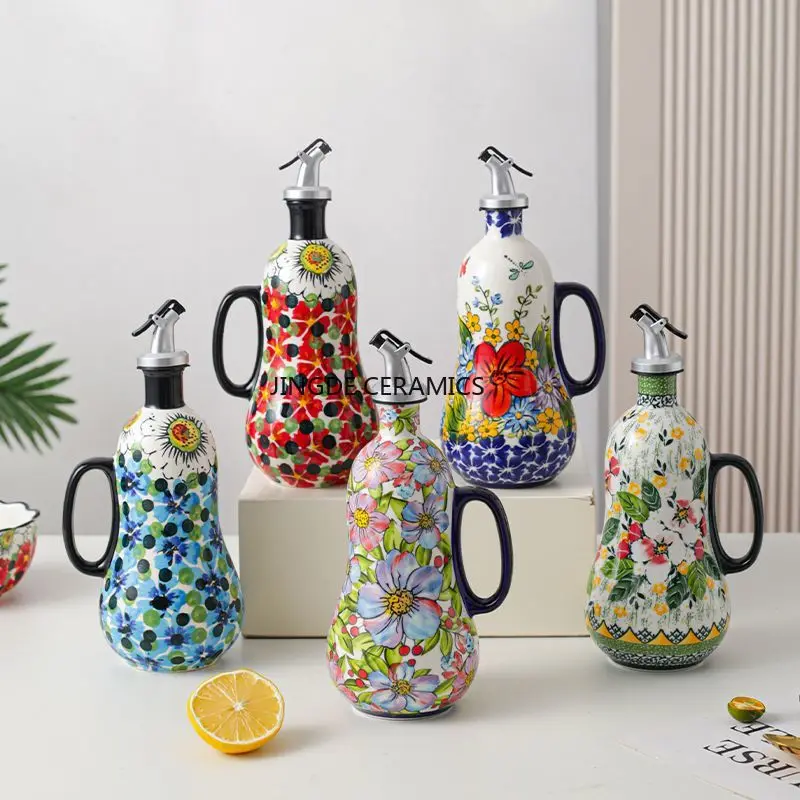 

Керамический горшок для масла, бытовая герметичная бутылка для уксуса, бутылки с арахисовым маслом, бутылка для соевого соуса, кухонная посуда, соусники