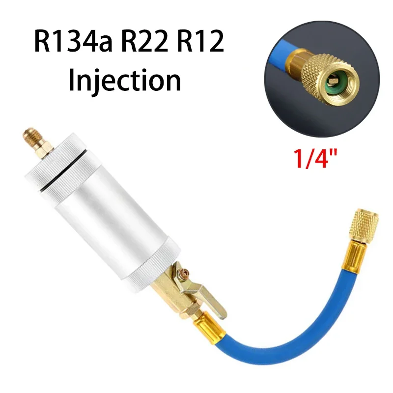 1pcs 1/4SAE R134 2 Air Conditioning R134A R12 R22 Car A/C AC Oil&Dye oz Injection Tool Oil Coolant Filler Tube