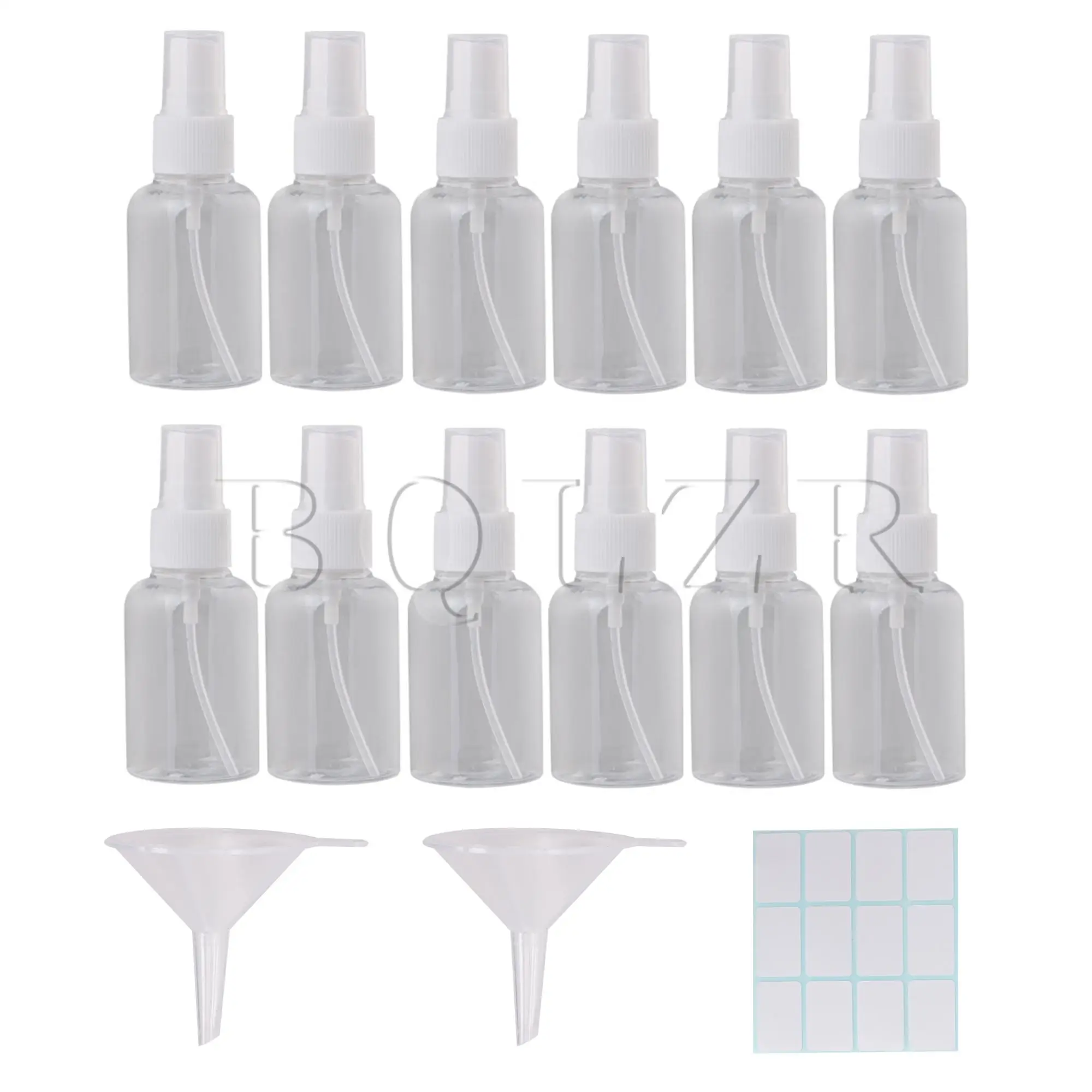 

BQLZR 12pcs 50ml White Transparent Plastic Empty Spray Bottle Containers Makeup Tools