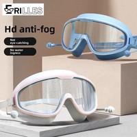 Professional Swimming Goggles Set, Large Frame Anti-Fog, Waterproof HD Lens, Includes Swim Cap for Men Women Children