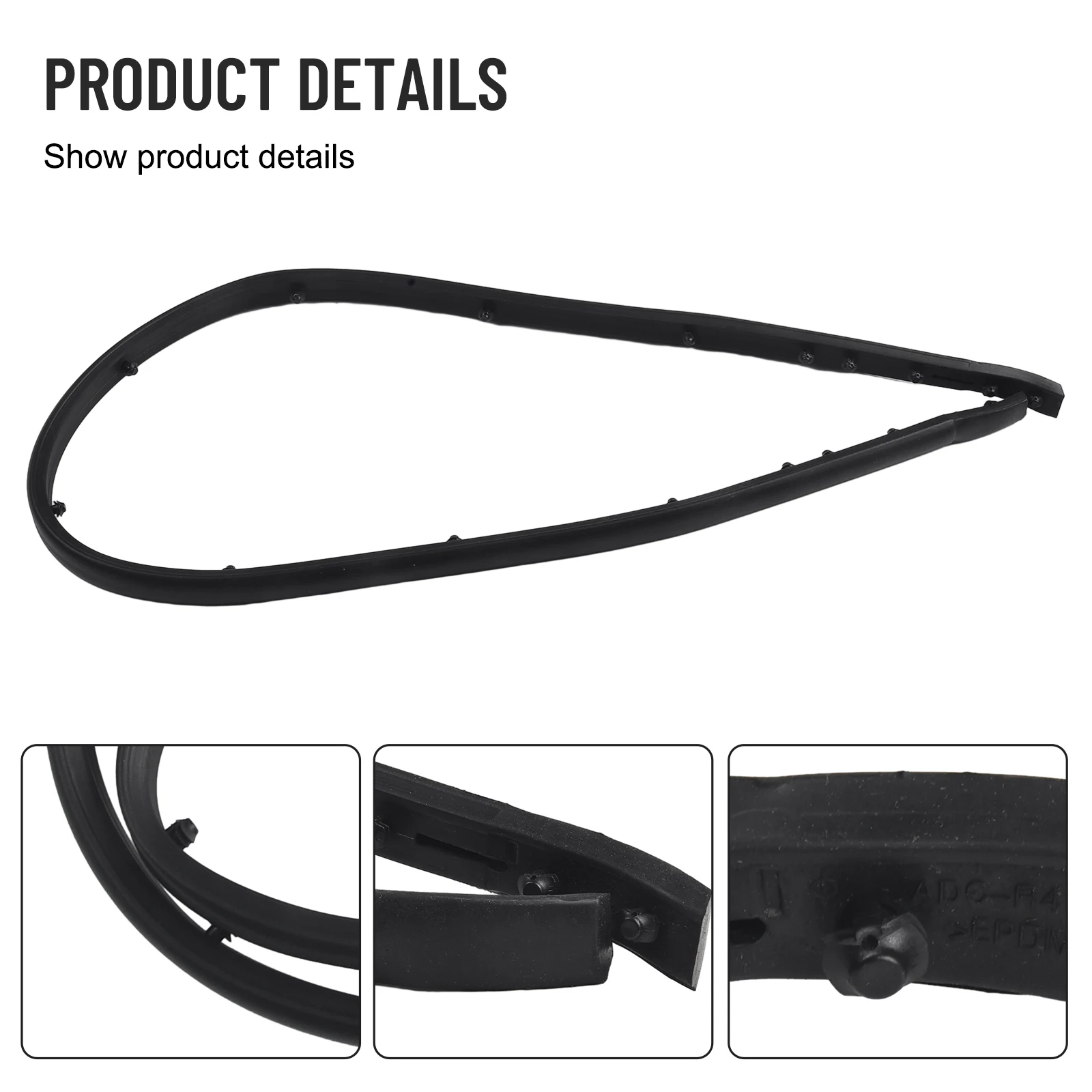 86357-F2000 86357F2000 Hood Rubber Seal Strip For Hyundai Elantra Sedan Upper 1Pcs 2017-2018 Black Front Rubber