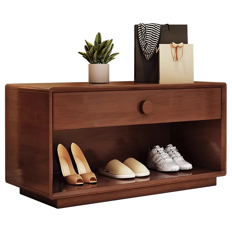 

Solid wood shoe change stool door household entry cabinet seat stool integrated foyer entrance shoe stool