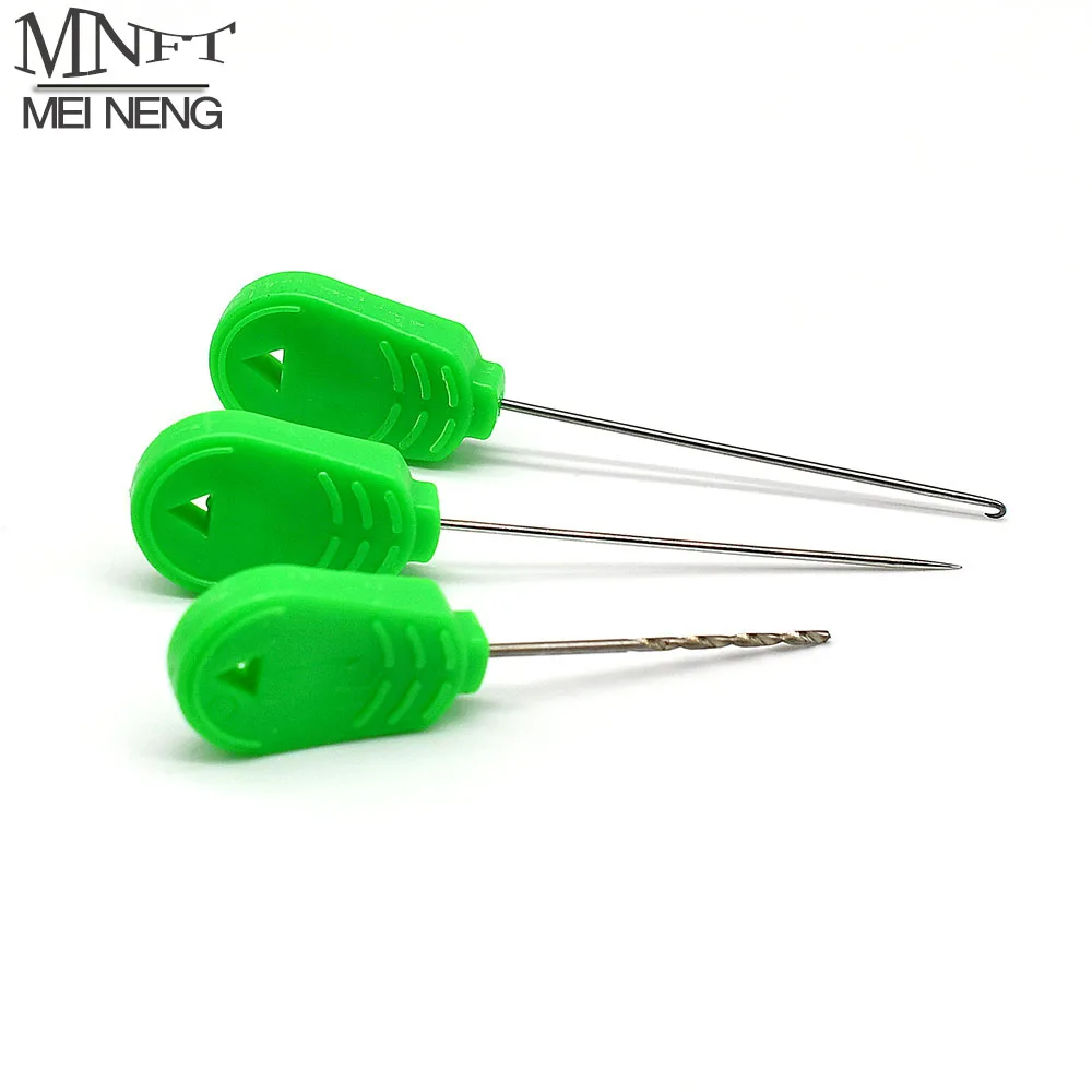 MNFT 1Set 3PCS Fishing Rigs Needle Kit Bait Fish Pellet Needle Set Hook Drill Portable Boilie (Hook+Stringer+Drill)