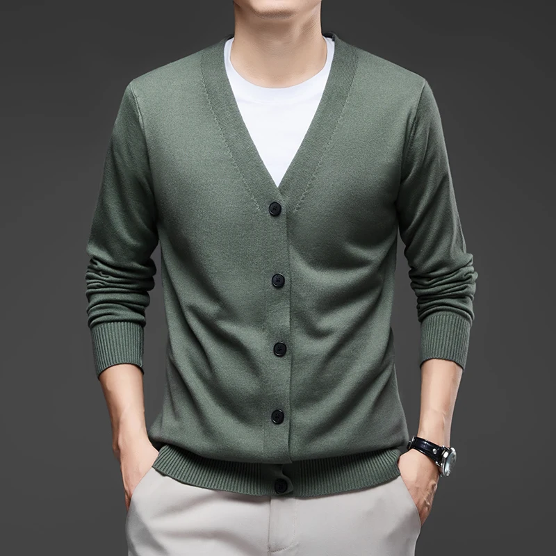 

New Men's Vintage Long Sleeve Cardigan Sweater with Button V Neck Knitted Sweaters Lightweight Outdoor Casual Coats