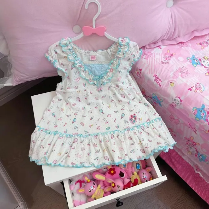 Camisetas de manga corta de subcultura dulce japonesa, camiseta con diseño de Lolita Kawaii Harajuku, camisetas con estampado de dibujos animados, Tops estéticos Y2K