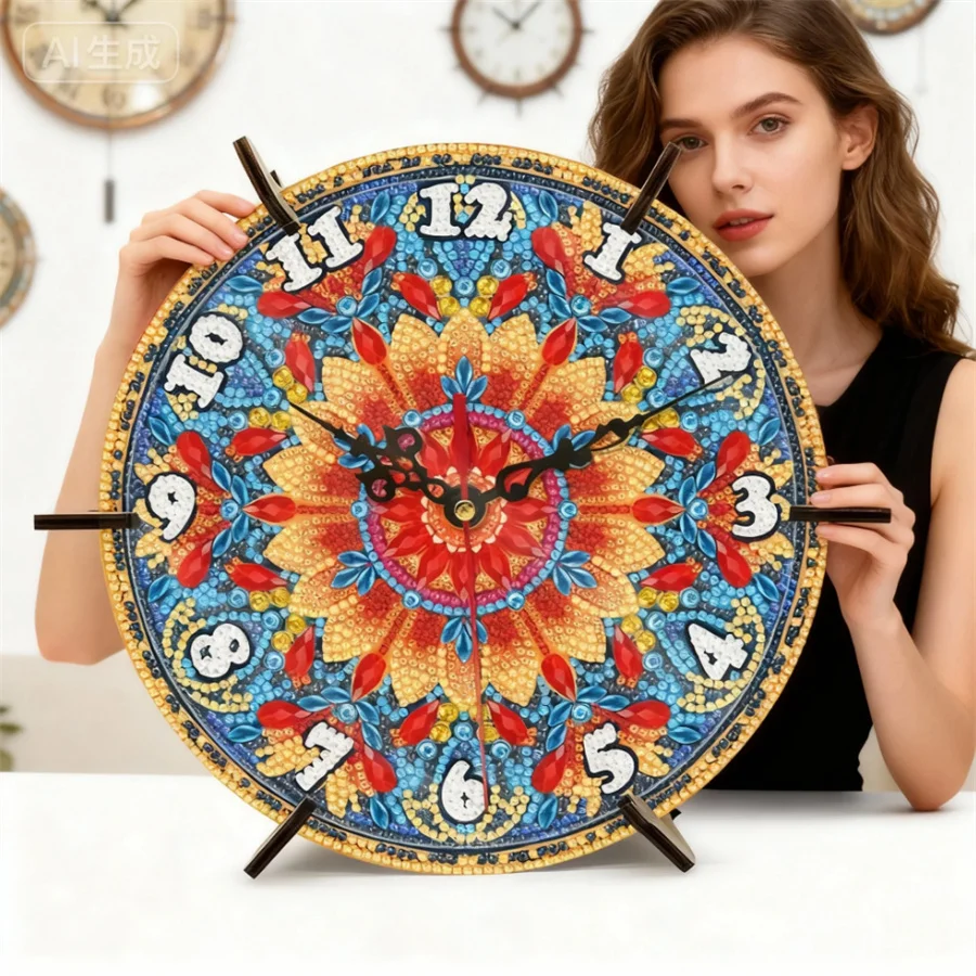 

2026 New style DIY Handmade Mandala Clock Kits 5D Crystal Diamond Painting Art Mosaic Diamond Embroidery Home Decoration Gift
