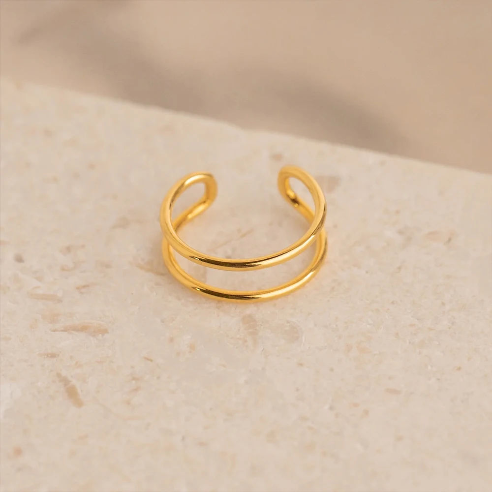 eManco Trendy Stainless Steel Rings for Women Vintage Geometric Pinky Ring Dainty Stackable Round Midi Rings Jewellery
