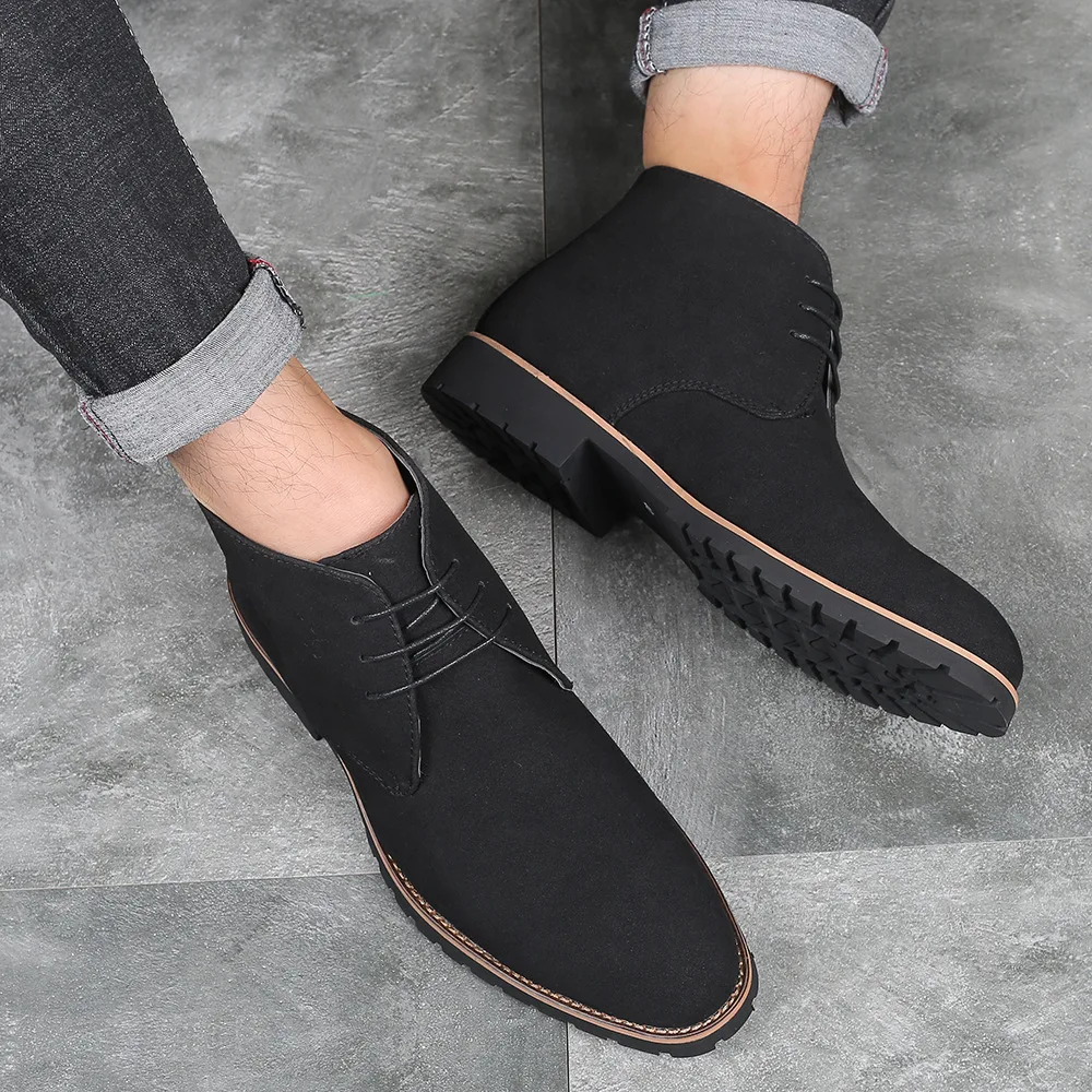 Fashion Men Classic Suede Leather Chelsea Chukka Boots for Man Ankle Casual British Style Short Boot High-Top Shoes Winter