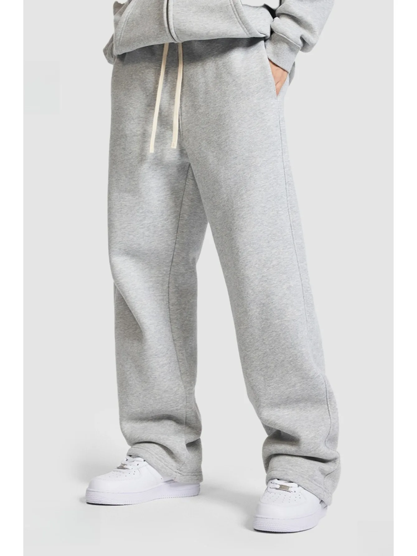 

Unisex Hip-hop Street Style Sports Pants Lined with Straight Running Pants, Loose Fit Winter Pants, Drawstring Waistband