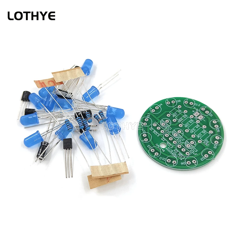 Blue Red Green Yellow Circular LED Water Lamp Making Kit Triode Loose Electronic Component Welding Exercise Board